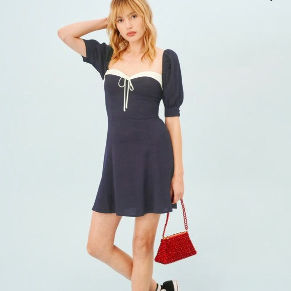 Reformation Lillet Dress Navy💕 - Picture 3 of 9